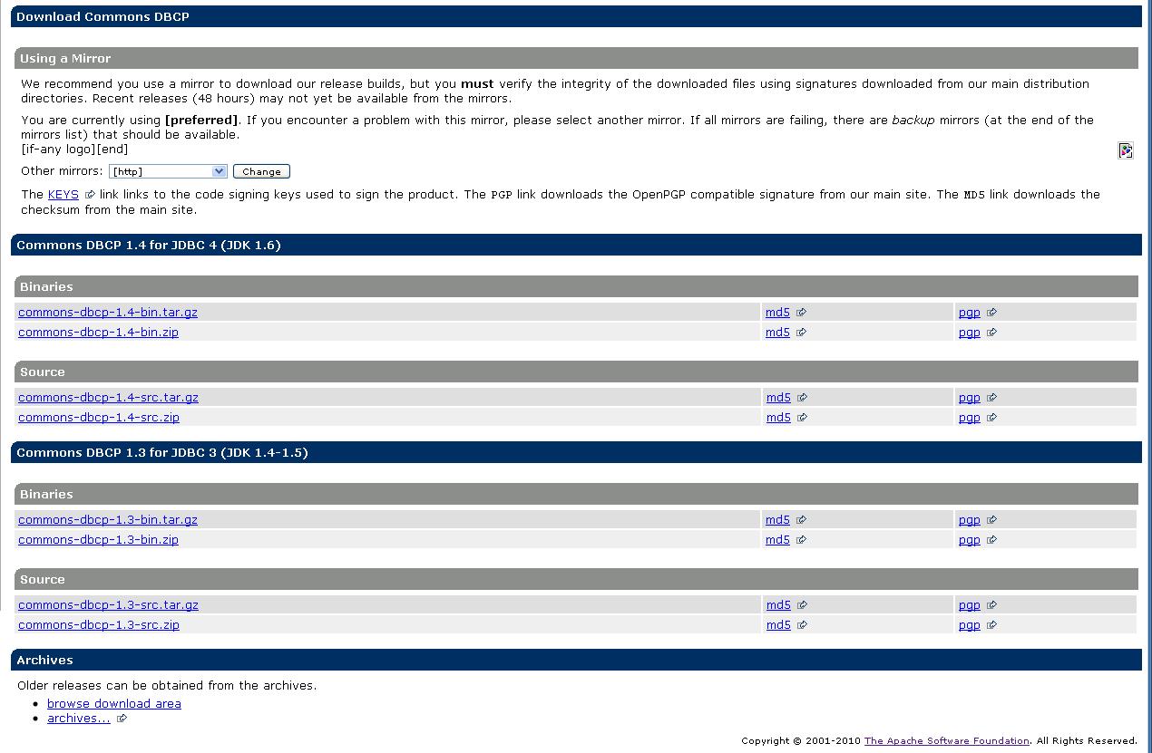 Download Page with two release versions